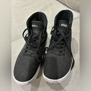 Black NOBULL canvas high top trainers